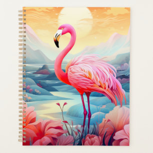 Tropical Flamingo with Flowers Planner