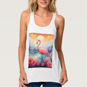 Tropical Flamingo with Flowers Singlet