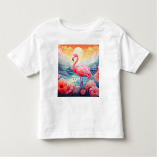 Tropical Flamingo with Flowers Toddler T-Shirt