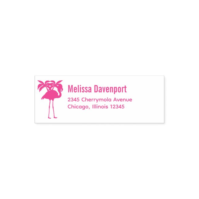 Tropical Flamingo with Palm trees Self-inking Stamp (Design)