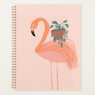 Tropical Flamingo with Potted Plant Hand Drawn   Planner