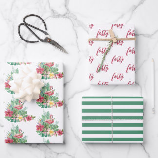 Tropical Flamingo Wrapping Paper Sheet