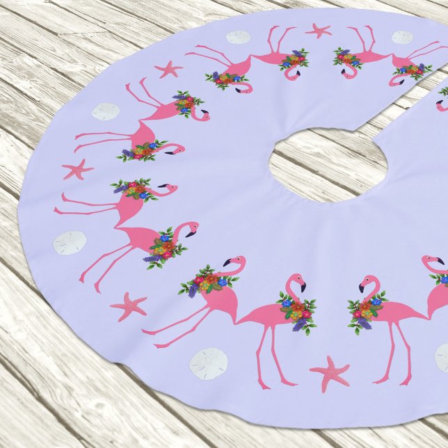 Tropical Flamingos All Around Lavender Christmas Brushed Polyester Tree Skirt (Creator Uploaded)
