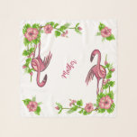 Tropical Flamingos and Flowers Chiffon Scarf<br><div class="desc">A hot new trend for summer, all things tropical. Flamingos, palm trees, hibiscus flowers and tropical plants, perfect attire for a summer party or other occasion. This personalised scarf makes a great gift! This original BCasTal design is available on multiple products, and has numerous coordinates, many of which can be...</div>