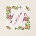 Tropical Flamingos and Flowers Chiffon Scarf<br><div class="desc">A hot new trend for summer, all things tropical. Flamingos, palm trees, hibiscus flowers and tropical plants, perfect attire for a summer party or other occasion. This personalised scarf makes a great gift! This original BCasTal design is available on multiple products, and has numerous coordinates, many of which can be...</div>