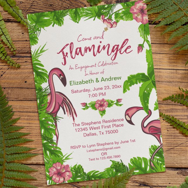 Tropical Flamingos and Flowers Invitation (Creator Uploaded)