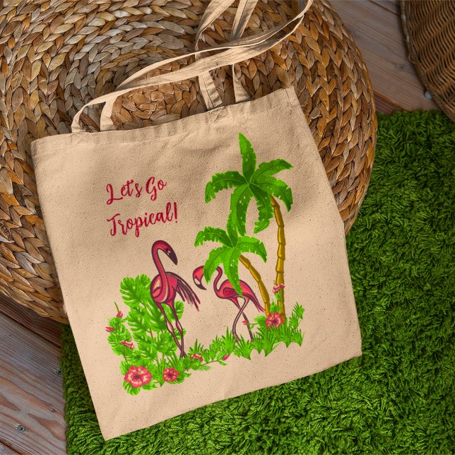 Tropical Flamingos and Flowers Tote Bag (Creator Uploaded)