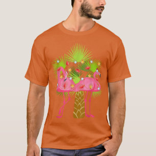 Tropical Flamingos Christmas Lights Hawaii Christm T-Shirt