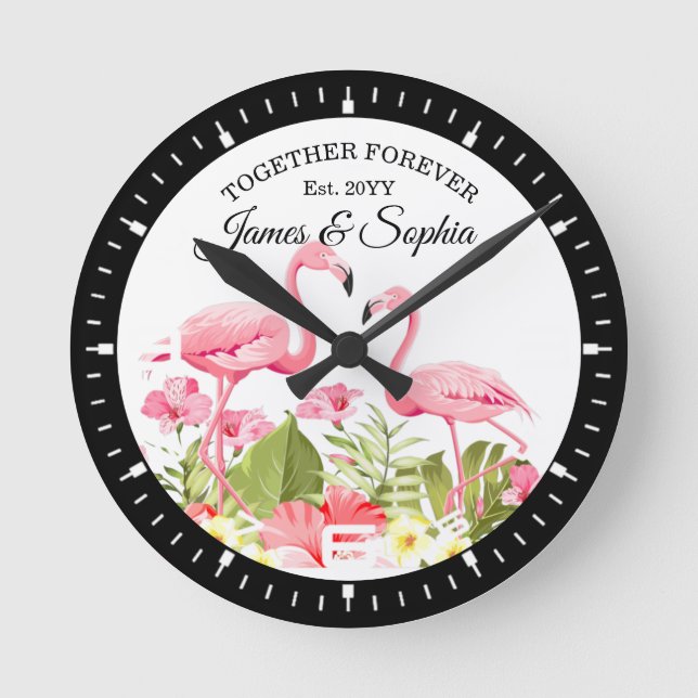 Tropical Flamingos Custom Event Template-32146 Round Clock (Front)