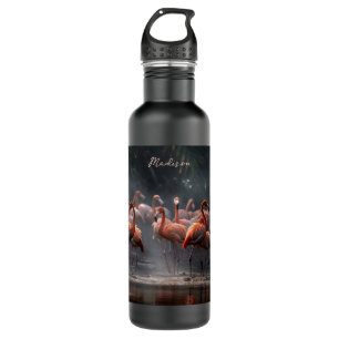 Tropical Flamingos custom name 710 Ml Water Bottle