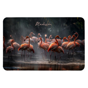 Tropical Flamingos custom name Magnet