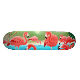 Tropical Flamingos Skateboard