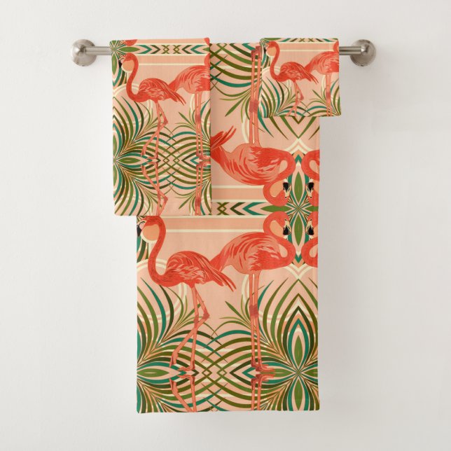 Tropical Flamingos Towel Set (Insitu)