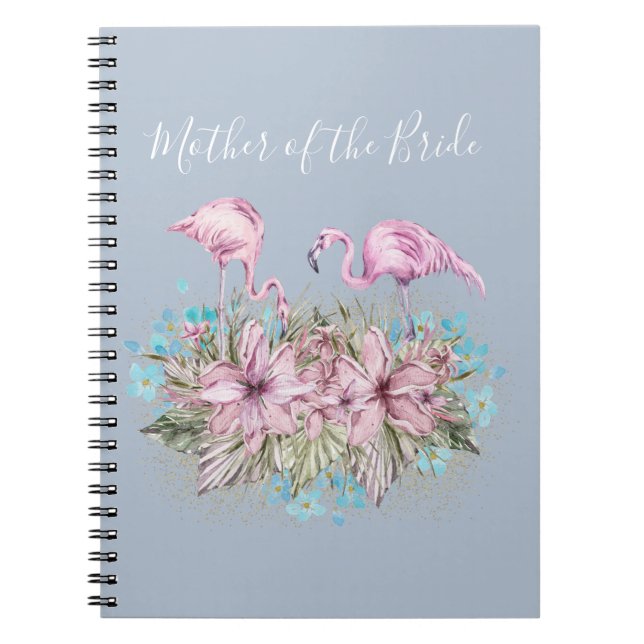 Tropical Flamingos Wedding Notebook (Front)