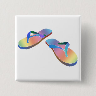 Tropical Flip Flops 2 15 Cm Square Badge