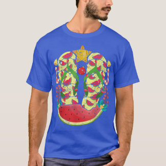 Tropical Flip Flops Watermelon Xmas Lights Christm T-Shirt