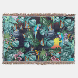 Tropical Flora Paradise at Sunset Throw Blanket