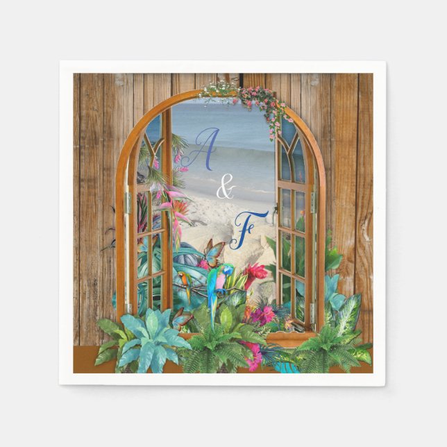 Tropical Flora Paradise at the Beach  Napkins