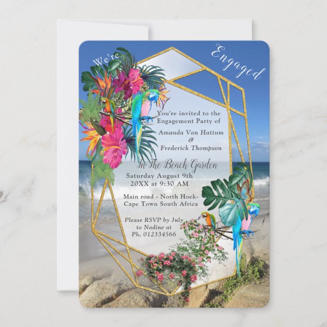 Tropical Flora Paradise Beach Scenery Invitation (Front)