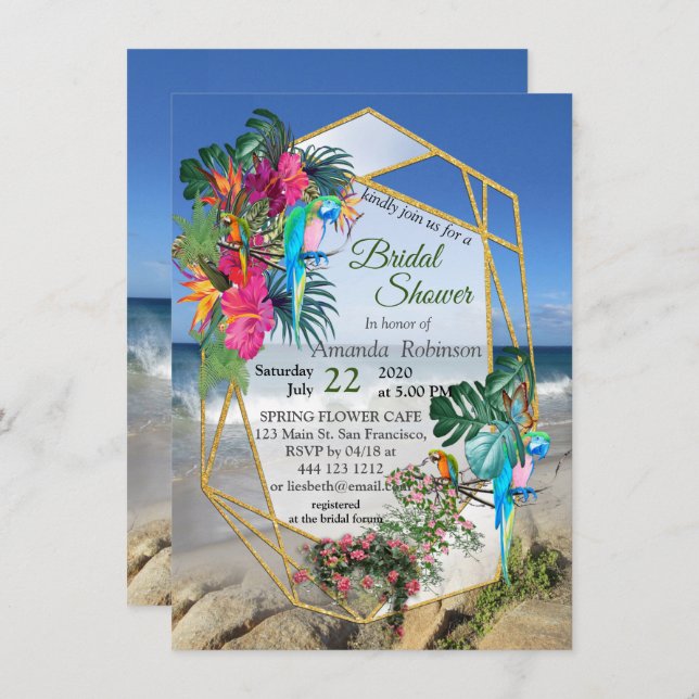 Tropical Flora Paradise Beach Scenery Invitation (Front/Back)
