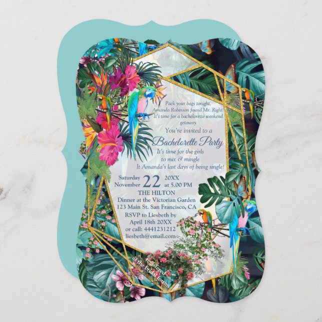 Tropical Flora Paradise & Birds Invitation (Front/Back)