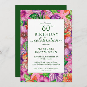 Tropical Floral 60th Birthday Party Invitation