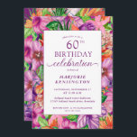 Tropical Floral 60th Birthday Party Invitation<br><div class="desc">Bright, Elegant Tropical Floral 60th Birthday Party Invitations with elegant modern tropical watercolor flowers such as jasmine, hibiscus, plumeria, bird of paradise, as well as tropical leaves. Perfect for your luxury celebration or luau. The year can easily be changed. If you need assistance or matching items, please contact us at...</div>