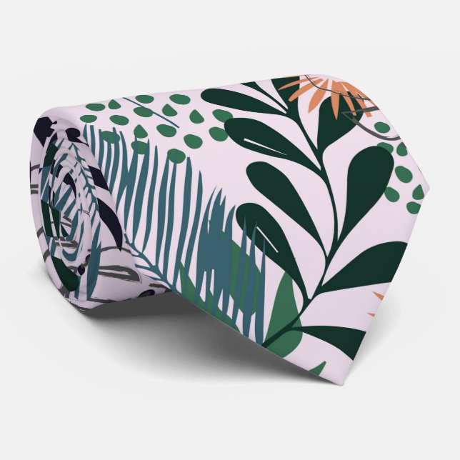 Tropical Floral Abstract Exclusive Pattern  Tie (Rolled)
