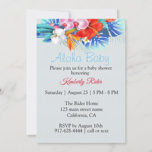 Tropical Floral Aloha Baby Shower Invitation (Front)
