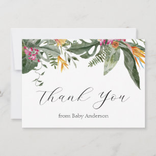 Tropical Floral Aloha Baby Shower Thank You