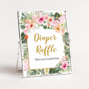 Tropical Floral Aloha Diaper Raffle Poster