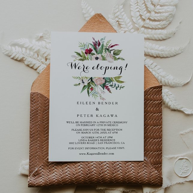 Tropical Floral and Greenery Elopement Reception Invitation (Creator Uploaded)