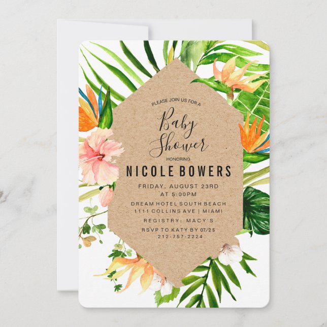 Tropical Floral Baby Shower Invitation (Front)
