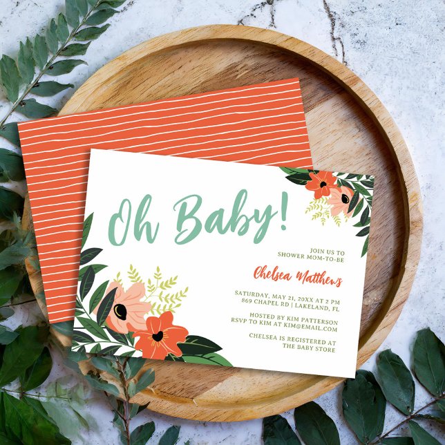 Tropical Floral Baby Shower Invitation (Creator Uploaded)