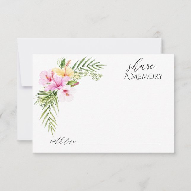 Tropical Floral Beach Share a Memory Thank You Card (Front)