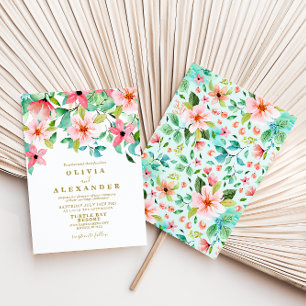 Tropical floral beach wedding Invitation