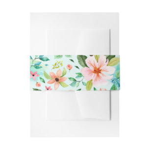 Tropical floral beach wedding invitation belly ban band