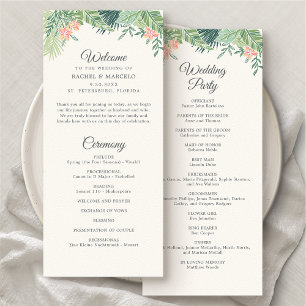 Tropical Floral Beach Wedding Program