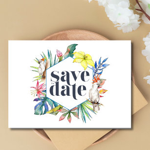 Tropical Floral Beach Wedding Save The Date