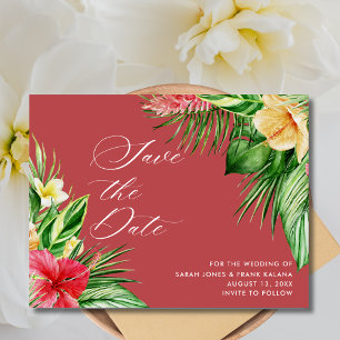 Tropical Floral Beach Wedding Save the Date Announcement Postcard