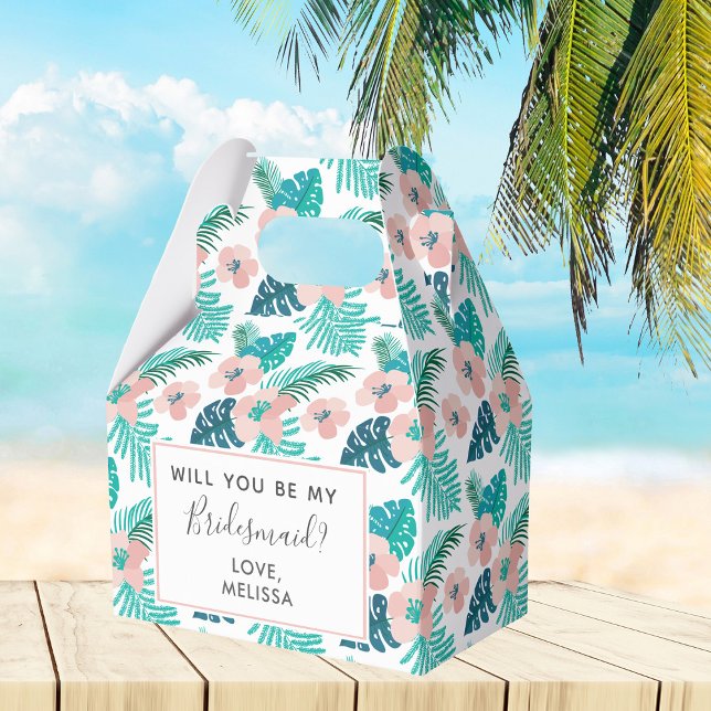 Tropical Floral Beach Will You Be My Bridesmaid Favour Box (Creator Uploaded)