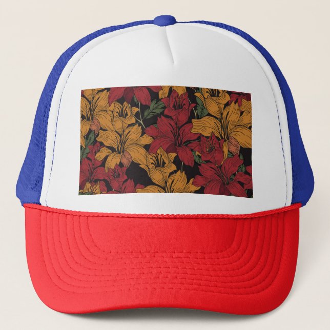 Tropical Floral, Beautiful Seamless Pattern. Trucker Hat (Front)