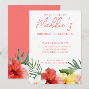Tropical Floral Birthday Invitation