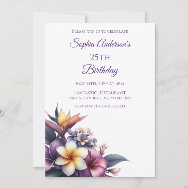Tropical Floral- Birthday Invitation (Front)