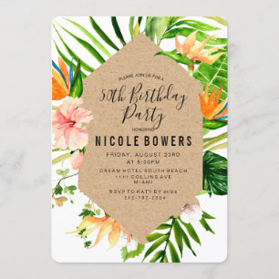 Tropical Floral Birthday Party Invitation