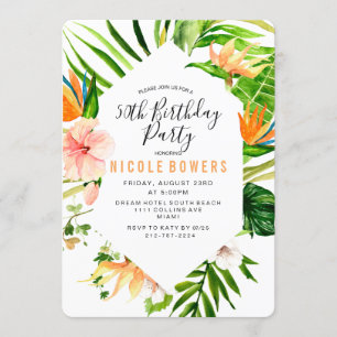 Tropical Floral Birthday Party Invitation