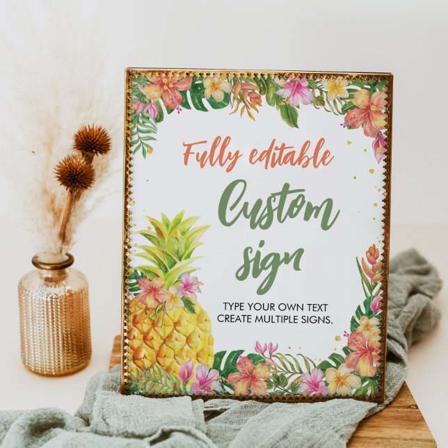 Tropical Floral Birthday Party Table Sign (Creator Uploaded)