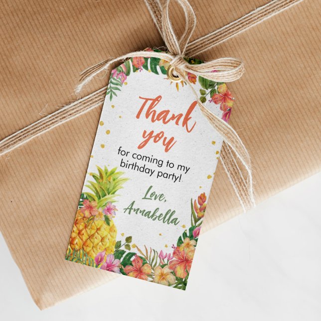 Tropical Floral Birthday Thank You Tag (Creator Uploaded)
