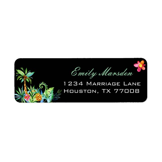 Tropical Floral Black Return Address (Front)