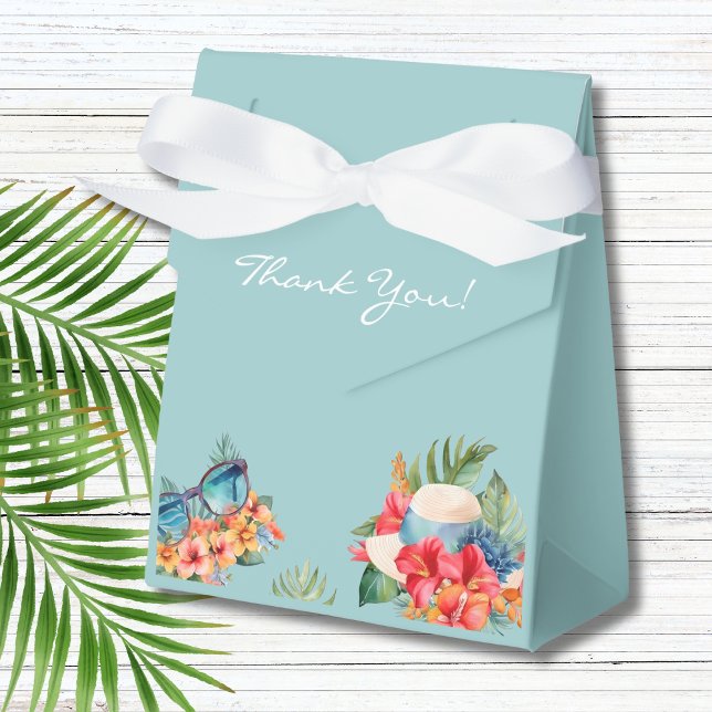 Tropical Floral Blue Beach Bridal Shower Favour Box (Creator Uploaded)